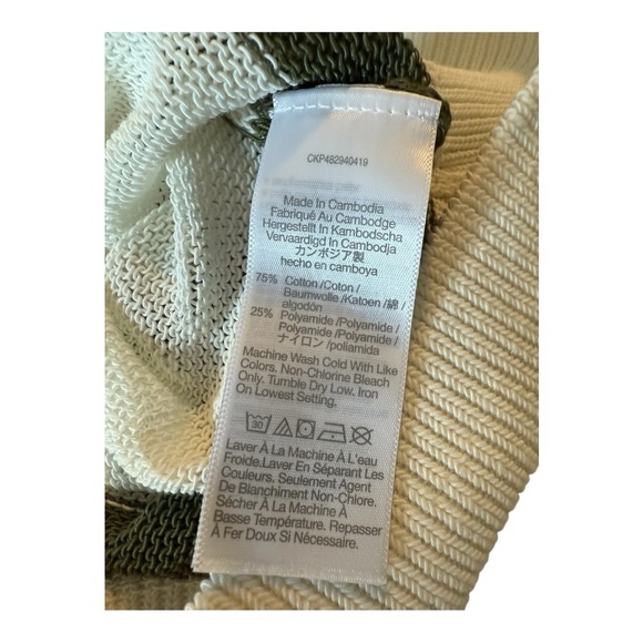 Madewell Loose Open Knit Crewneck Lightweight Sweater White Green Stripe NWT XS - Picture 5 of 12